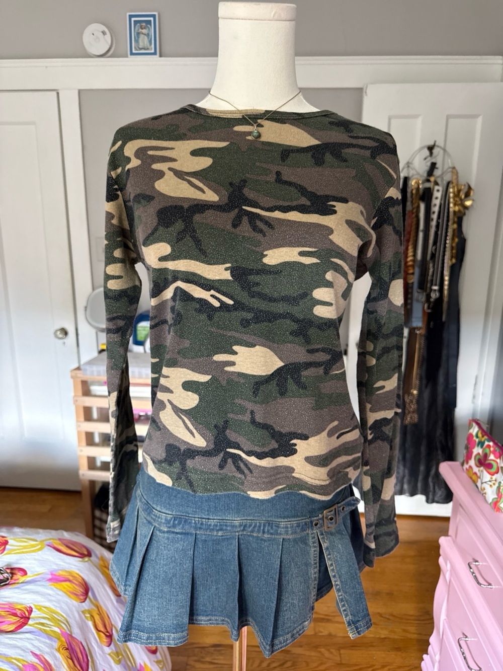 Camouflage Long-Sleeve Knit Top - Olive Camo